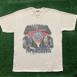 Vintage Y2K New York Yankees Subway Series Champions T-Shirt 2000 MLB White L